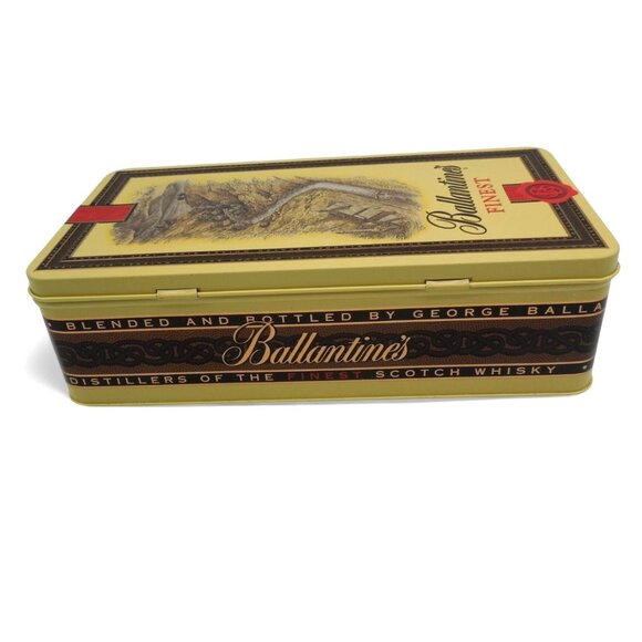 Ballantines Scotch Whisky Hinged Tin Box 750ml Storage Container Vintage - Picture 8 of 11